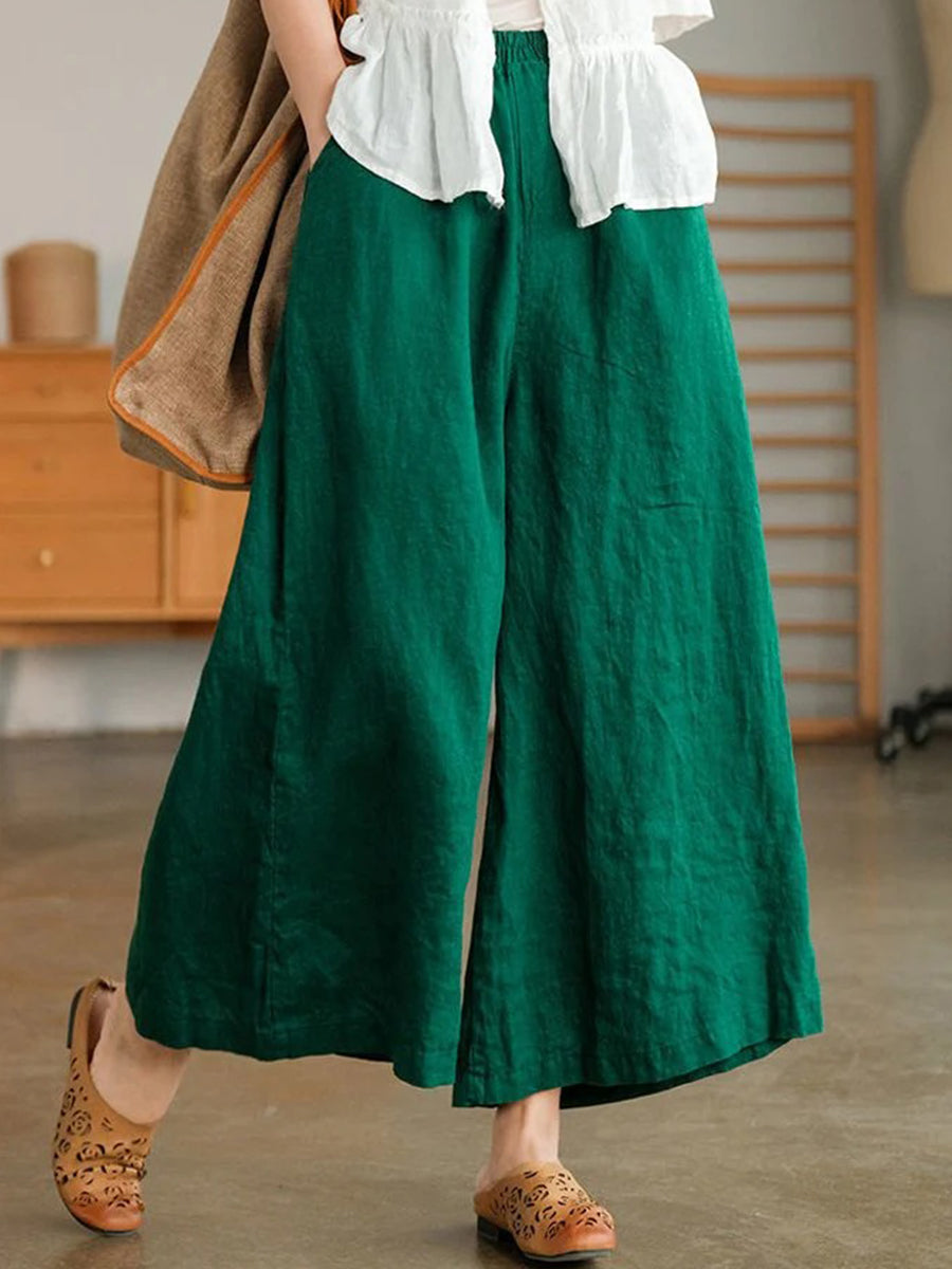 Women's Casual Loose Cotton Wide Leg Pants