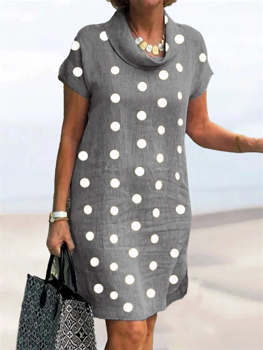 Cotton Casual Loose Crew Neck Mini Dress