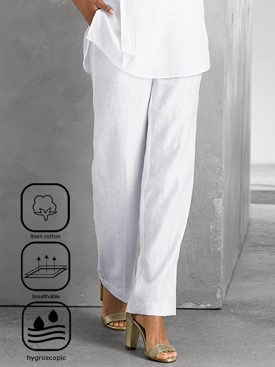 Plain Casual Pocket Stitching Loose Pants