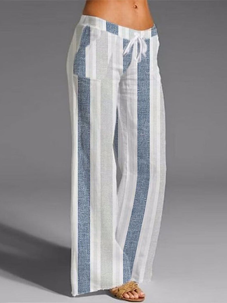 Fresh Color Block Drawstring Waist Pants