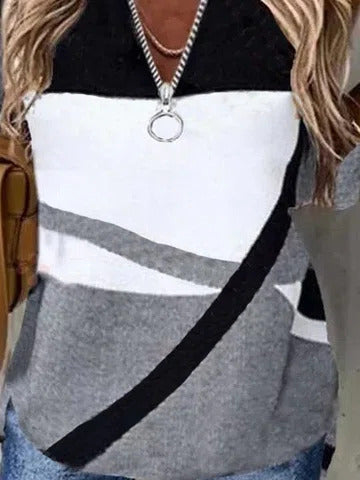 V Neck Geometric Casual TShirt/Tee