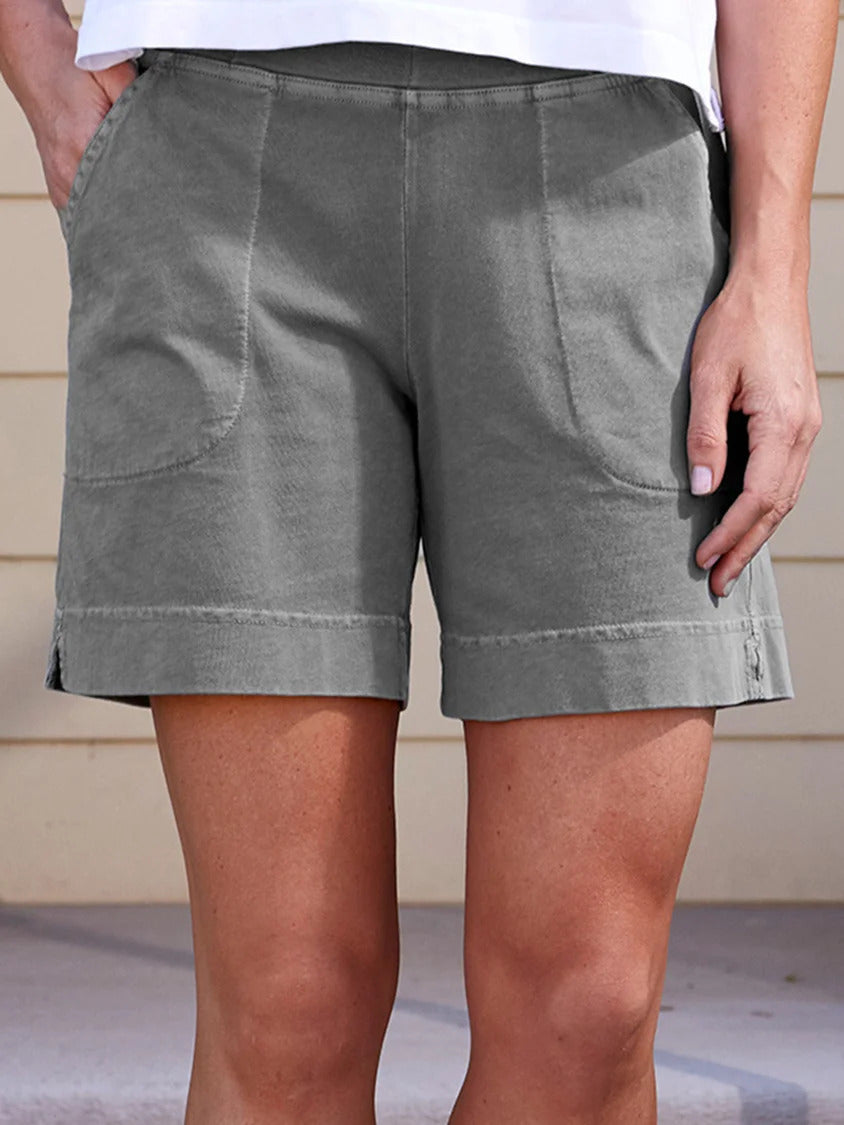 Solid Pocketed Causal Shorts