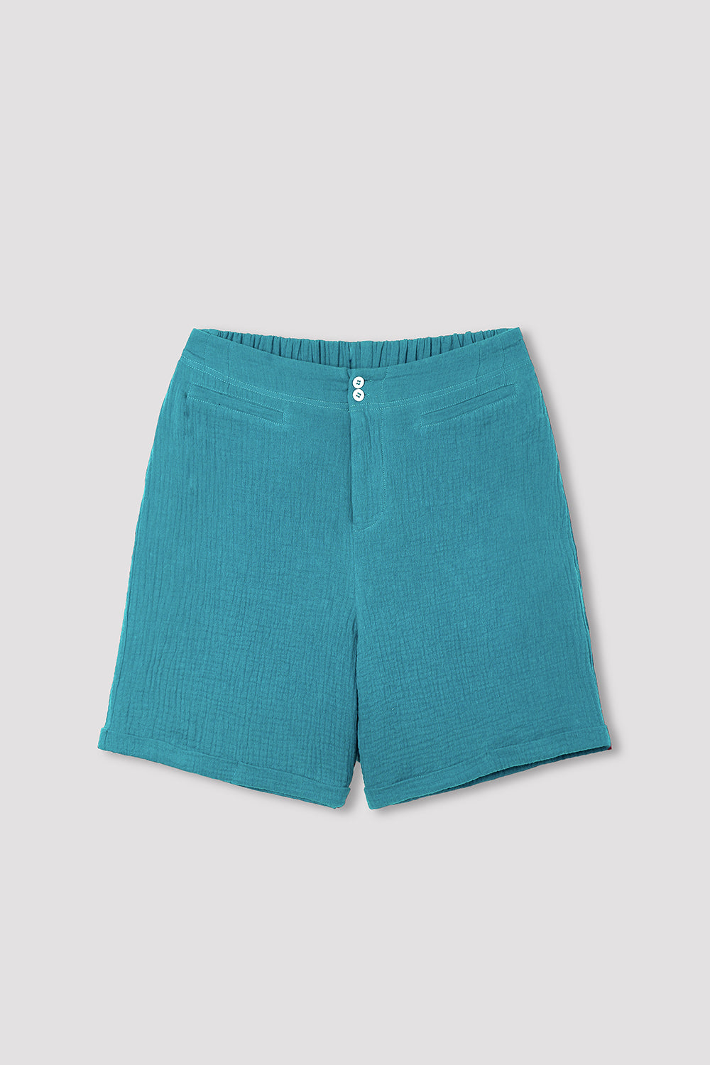 Magenta Cotton Solid with Buttons Casual Shorts