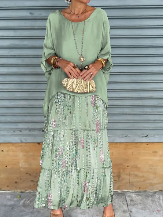 Classic Art Print Elegant Chiffon Cake Skirt