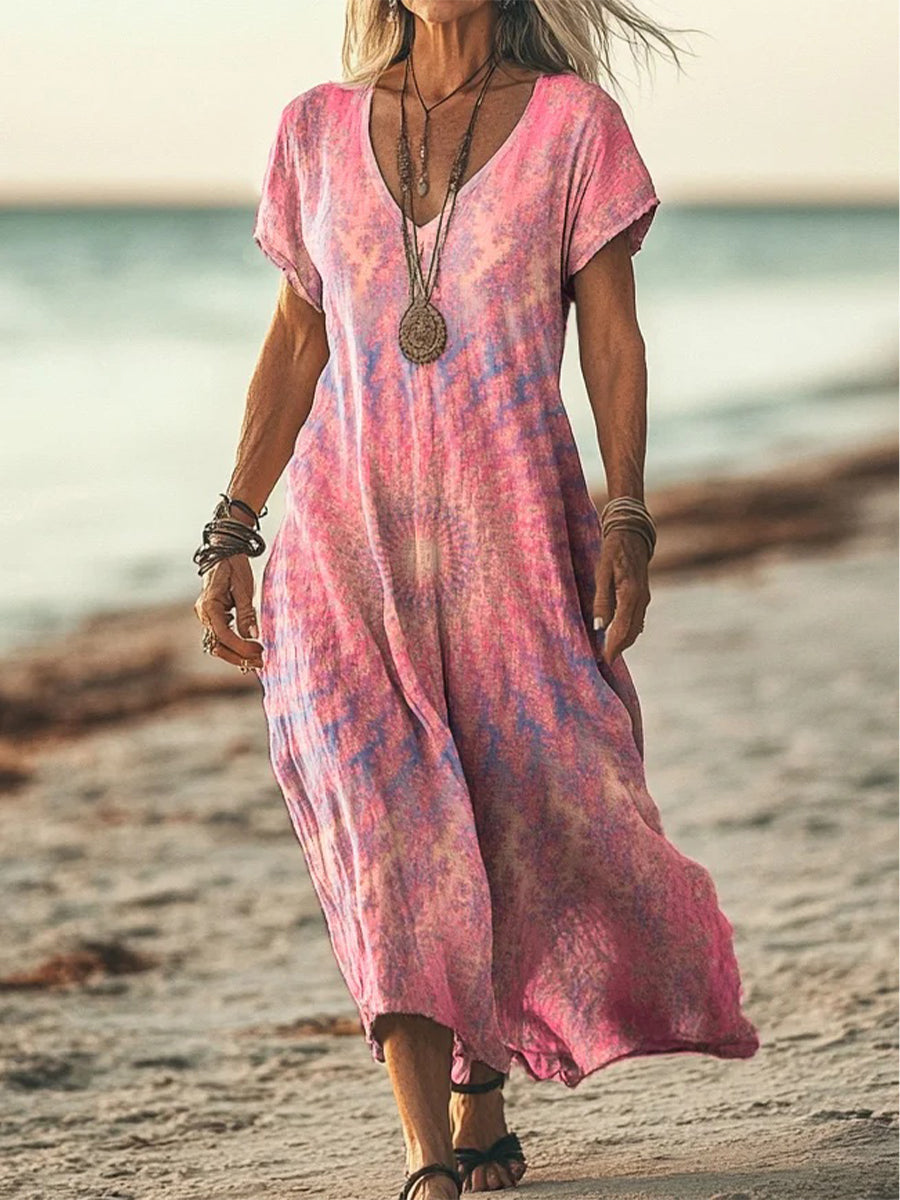 Women's Kaleidoscope Tie Dye Print Pocket Dress