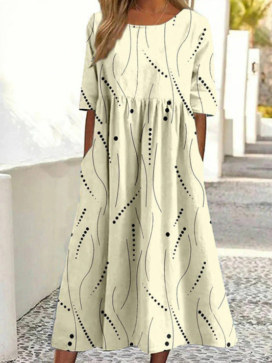 Casual Vintage Round Neck Half Sleeve Dress