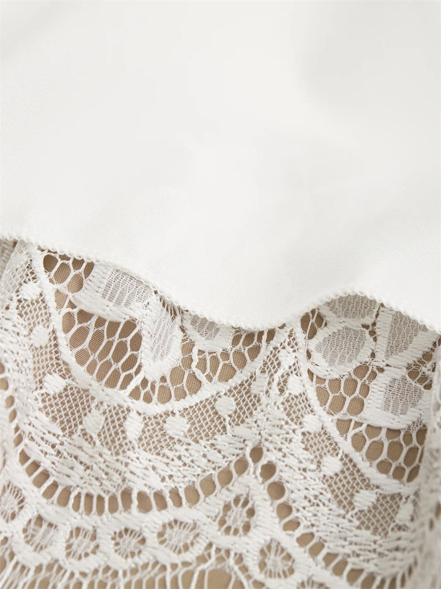 Women's Sleeveless Lace Layered Ruffle Hem Casual Dress