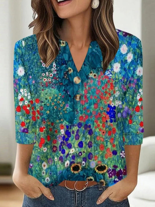 Breezy V-Neck Long Sleeve Top
