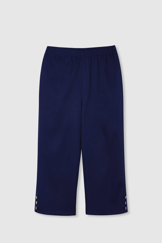 Natural Solid with Buttons Casual Pants