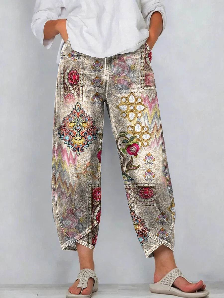 Women's Vintage Floral Printed Casual Pants