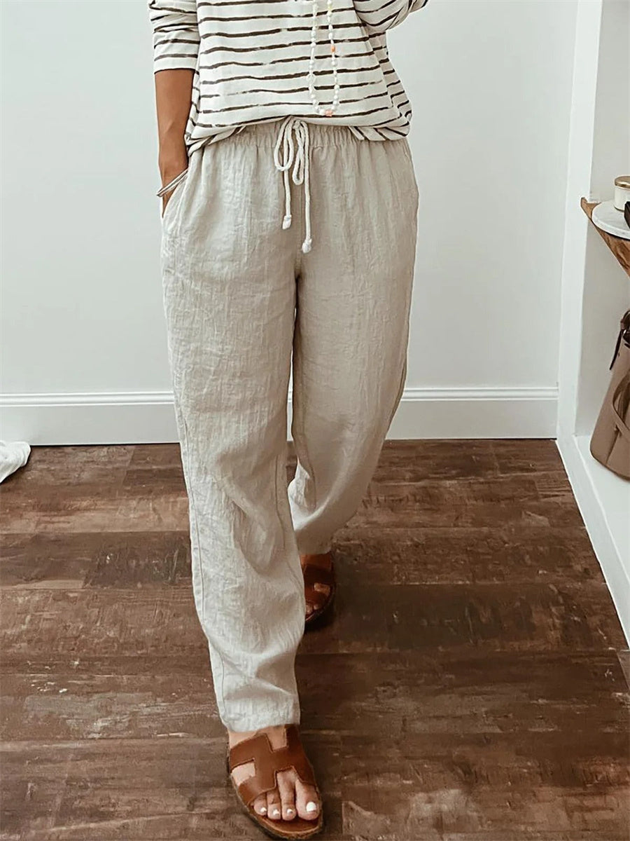 Casual Khaki Lace-Up Pants