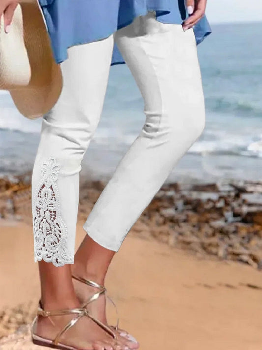 Women's Lace Hem Cropped Pants