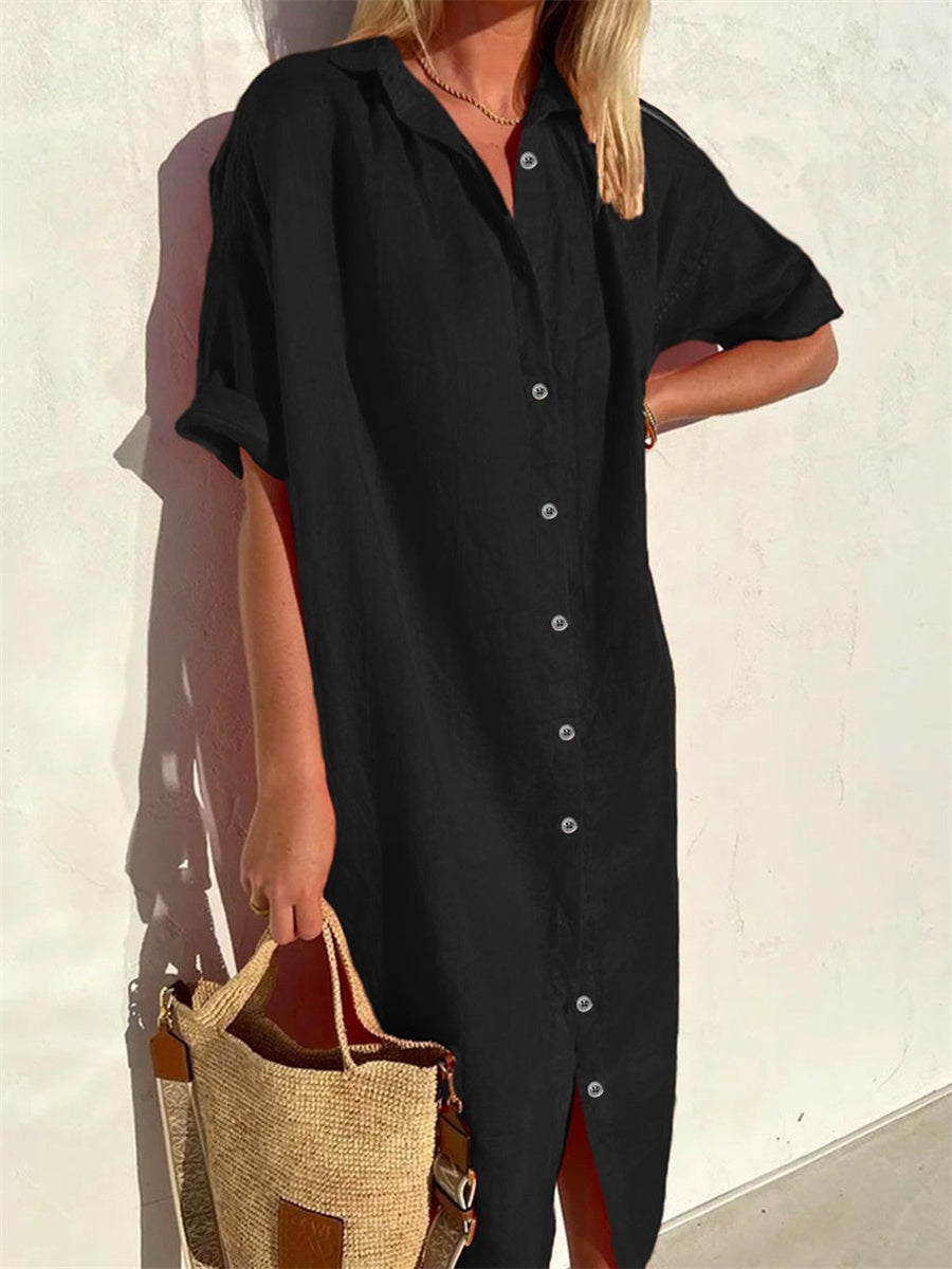Plain Half Sleeve Shirt Dress