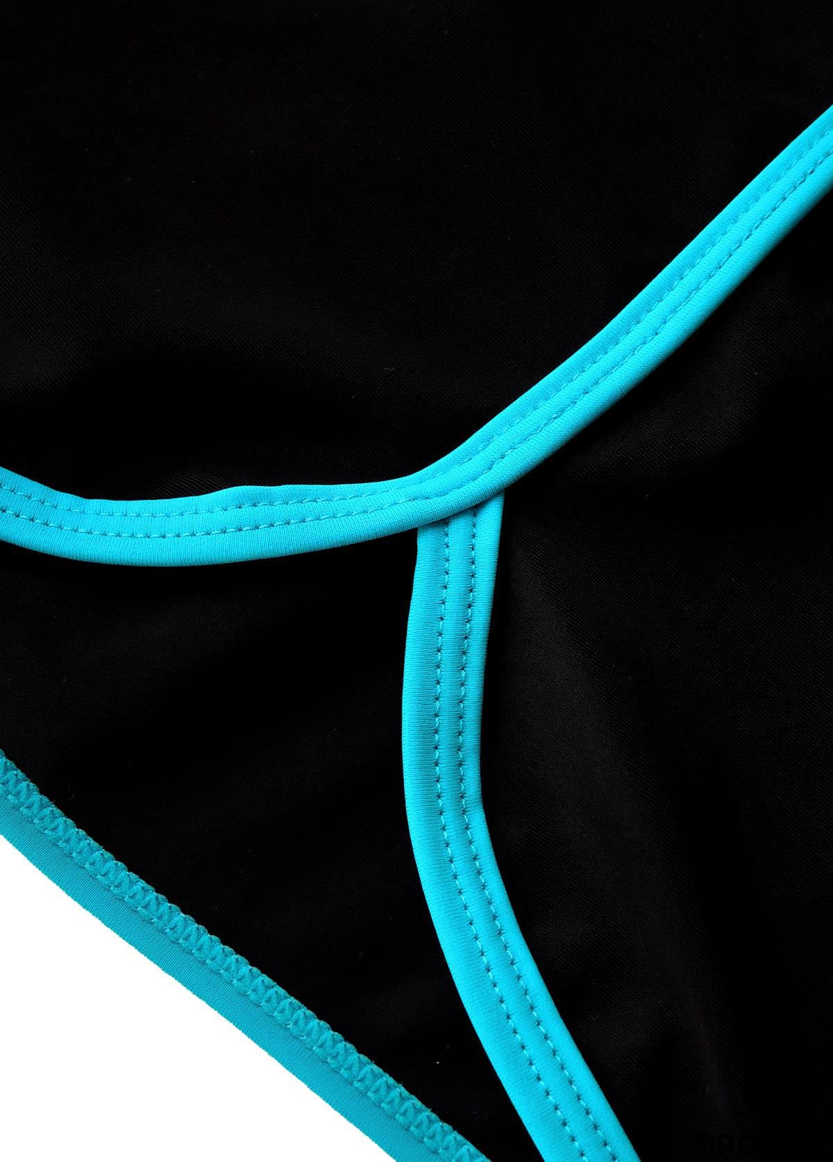 ROTITA Tummy Coverage Cyan Geometric Print Mid Waisted Tankini Set