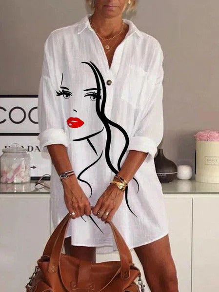 Casual Shirt Collar Long Sleeve Dress