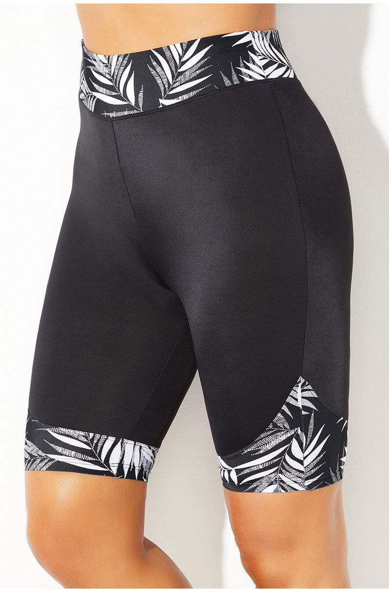 CHLORINE RESISTANT PRINTED SWIM BIKE SHORT