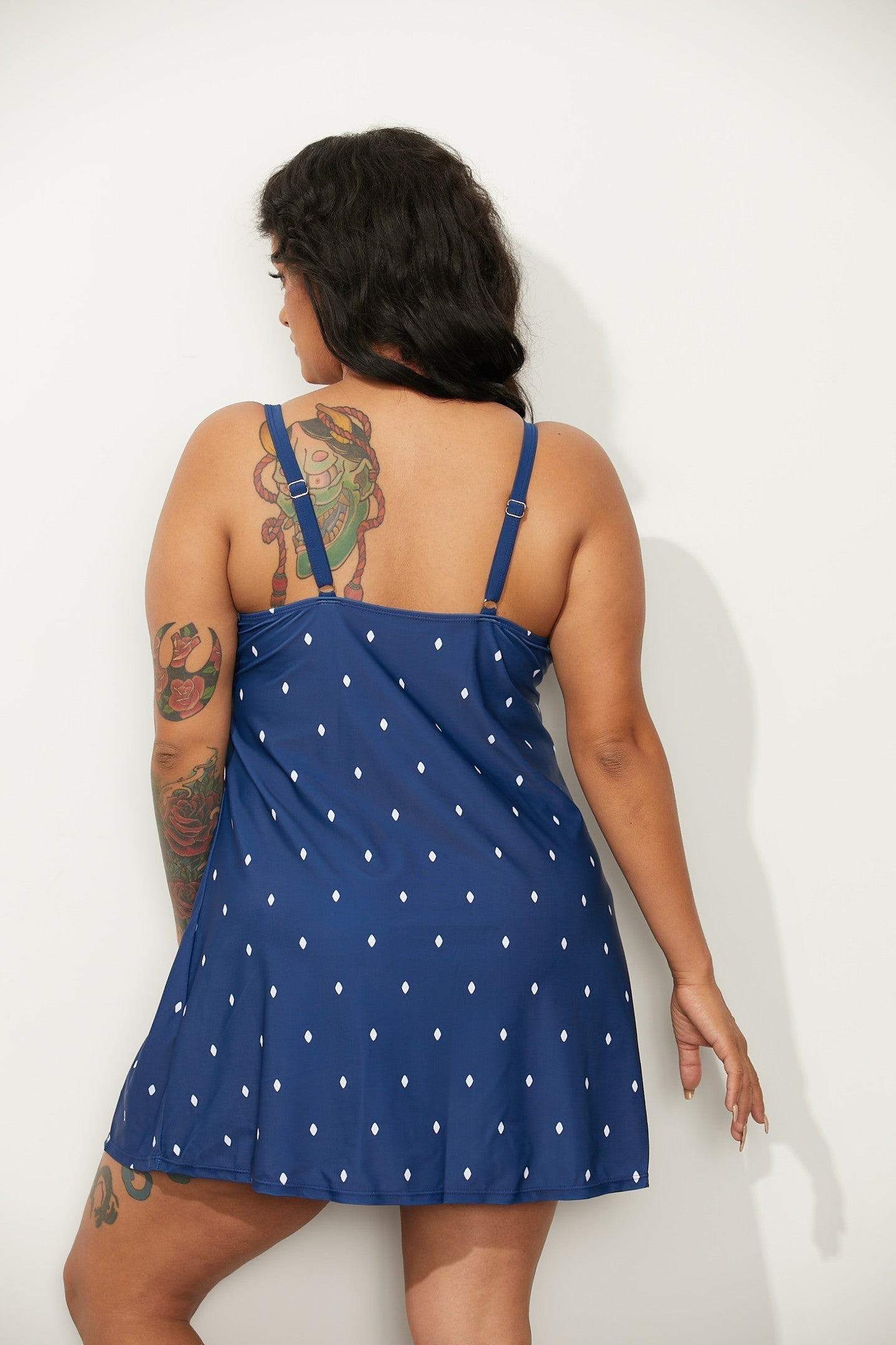 STUDDED TRAPEZE SWIM DRESS