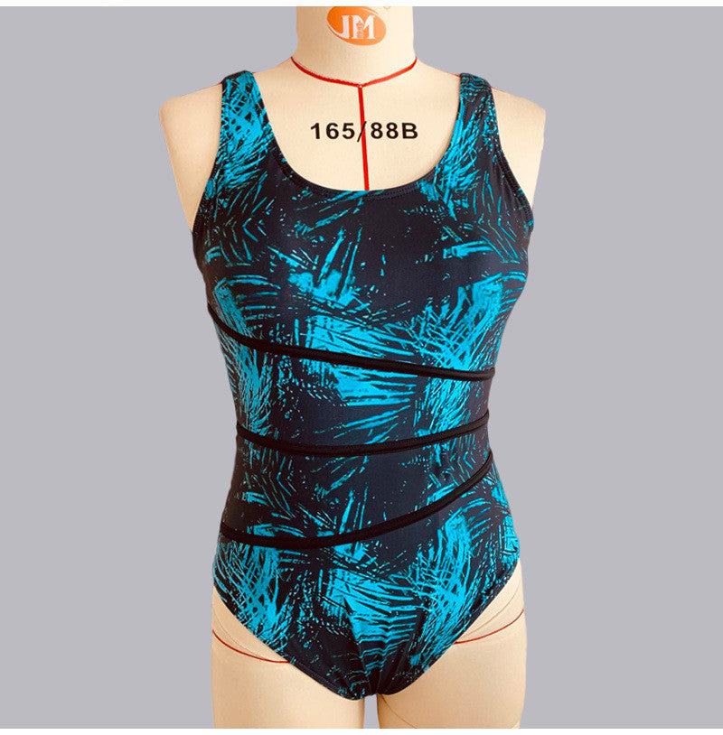 CHLORINE RESISTANT SPLICED TANK ONE PIECE SWIMSUIT