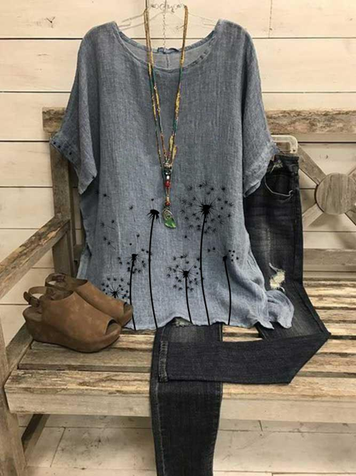 Casual Crew Neck Short Sleeve Deep Gray Shirt & Top