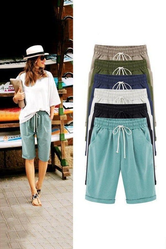 PLUS SIZE POCKETS CASUAL SHORTS