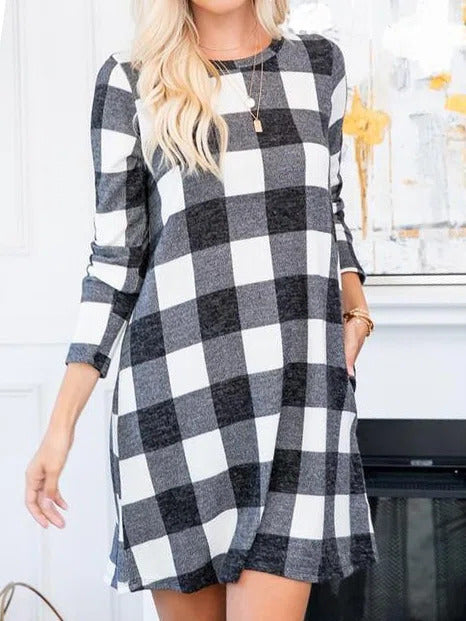 Plaid Casual Long Sleeve Dresses