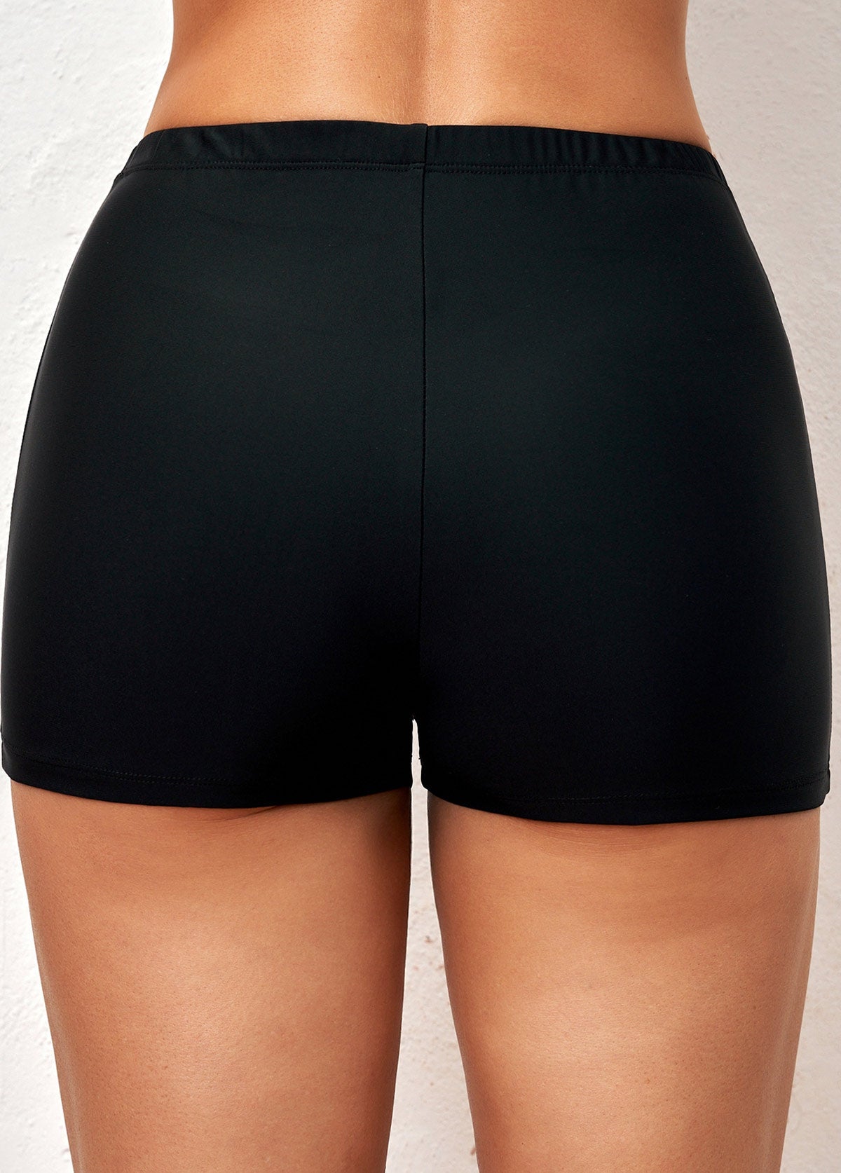 High Waisted Black Elastic Detail Swimwear Shorts