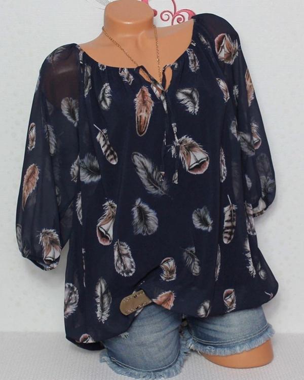 Vintage Long Sleeve Off Shoulder Casual Plus Size Blouse